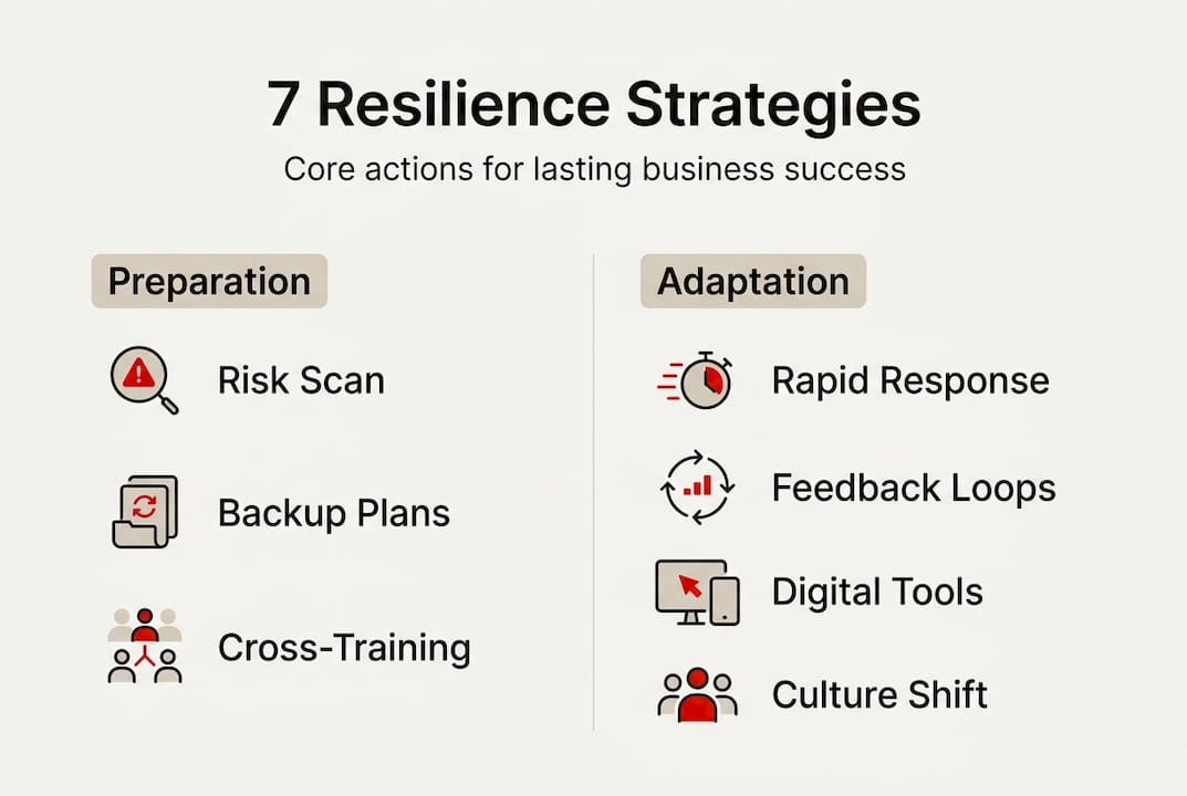 Infographic with business resilience strategy labels